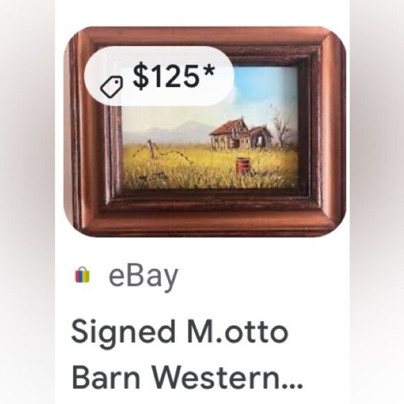 Oil Painting Barn Landscape Signed M. Otto - Picture 6 of 8